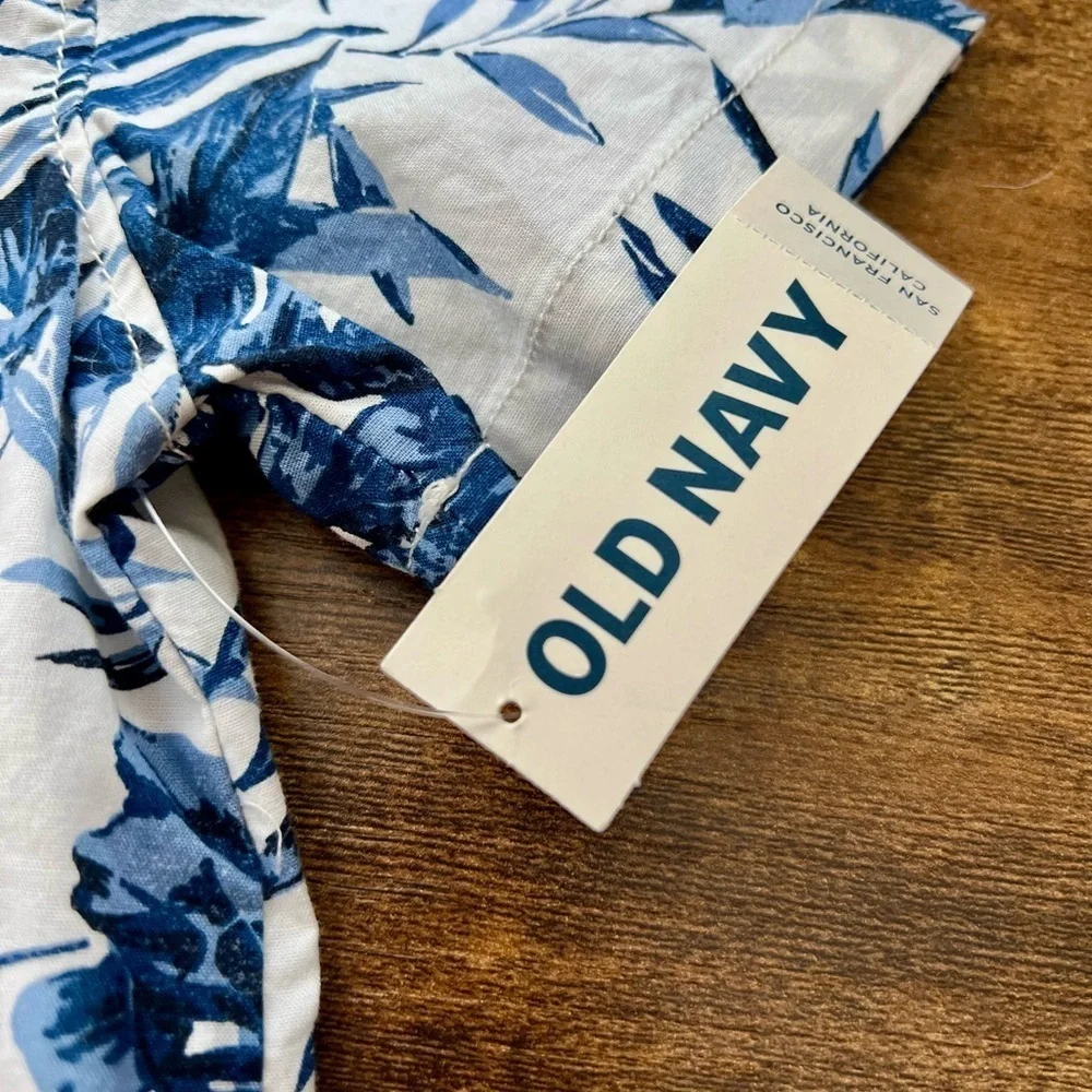OLD NAVY NWT Blue Floral Button Down Shirt, 12-18 Month